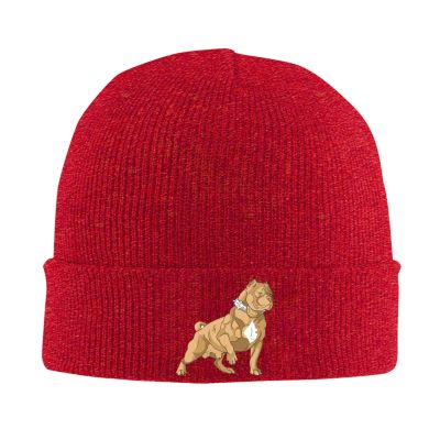 WYIMONTEX American Bully Winter Beanies for Men and Women, Soft Warm Knitted Hats, ski Socks, Cuffed Hats Red