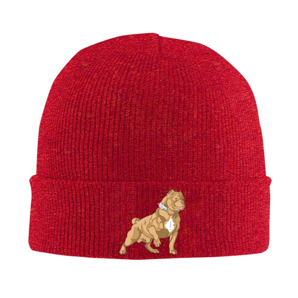 WYIMONTEX American Bully Winter Beanies for Men and Women, Soft Warm Knitted Hats, ski Socks, Cuffed Hats Red
