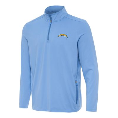 Antigua Men's Powder Blue Los Angeles Chargers Perilous Quarter-Zip Pullover Top