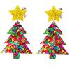 Clip on Earrings Non Pierced for Women Screw Back Heart Star Tree Acrylic Holiday Christmas Drop Dangle Trendy Jewelry view 1