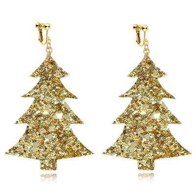 Clip on Earrings Non Pierced for Women Screw Back Heart Star Tree Acrylic Holiday Christmas Drop Dangle Trendy Jewelry