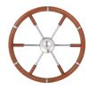 Marine Boat Steering Wheel, Acouto Teak Wood Handle Boat Steering Wheel, Retro Design 6 Spoke Stainless Steel Center Frame, 17.72in Diameter, 1.4in Tube, Fits 5/8in Tapered Shaft Helms view 4