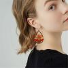 Thanksgiving Clip on Earrings for Women Non Pierced Turkey Autumn Fall Big Holiday Jewelry Cute Christmas Dangle Fake Wooden Orange view 2