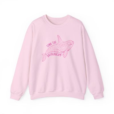 Orca Feminist Sweatshirt for Women Orca Sweater Orca Killer Whale Gift Feminism Quote Feminist Sweatshirt Light Pink