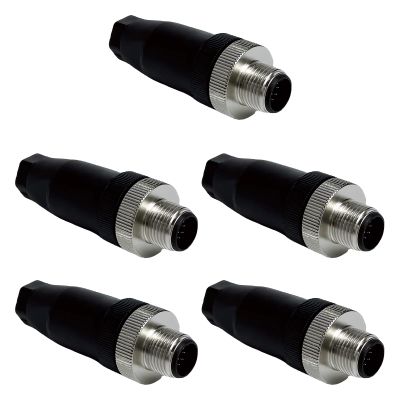 5/20Pcs Waterproof M12 Power Connector, Aviation-Grade Male & Female Plug Socket, 4/5/8/12-Pin Options, Screw Crimping for Sensor, UAV, LED, Agricultural Machinery (12 Pin Male 5)
