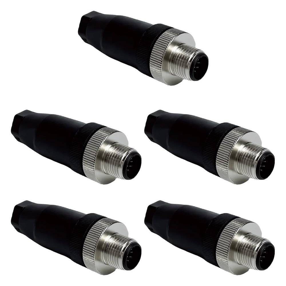 5/20Pcs Waterproof M12 Power Connector, Aviation-Grade Male & Female Plug Socket, 4/5/8/12-Pin Options, Screw Crimping for Sensor, UAV, LED, Agricultural Machinery (12 Pin Male 5)