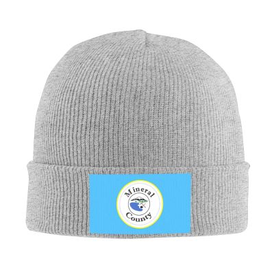 Flag of Mineral County, Nevada Beanie for Men Women Knit Cuffed Beanies Warm Winter Hat Skull Cap Gray