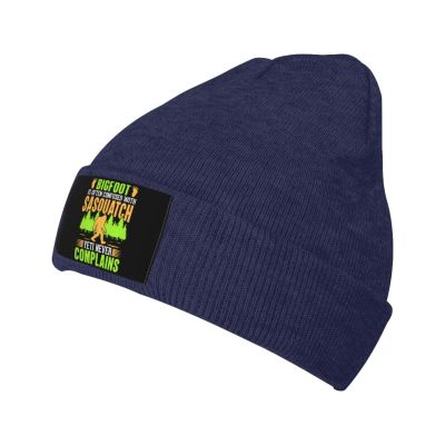 Bigfoot is Often Confused with Sasquatch Yeti Never Complains Beanie Hat for Men Women Beanies Warm Cozy Knitted Skull Caps Navy Blue
