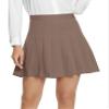 EXCHIC Women's High Waist Pleated Skater School Tennis Skirts (Light Brown, XL) view 1