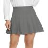 EXCHIC Women's High Waist Pleated Skater School Tennis Skirts (Deep Gray, XL)
