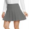 EXCHIC Women's High Waist Pleated Skater School Tennis Skirts (Deep Gray, XL) view 3