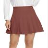 EXCHIC Women's High Waist Pleated Skater School Tennis Skirts (Caramel, M) view 1
