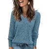 Womens Winter 2024 Sweaters Lightweight Long Sleeve Crewneck Shirts Loose Fit Casual Fashion Pullover Sweater Tops Blue L view 2