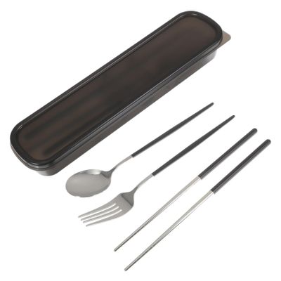 ASAKKURA Travel Cutlery Portable Silverware Lunch Utensil Fork Spoon Camping Silverware Outdoor Camping Cutlery Kit Black