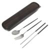 ASAKKURA Travel Cutlery Portable Silverware Lunch Utensil Fork Spoon Camping Silverware Outdoor Camping Cutlery Kit Black