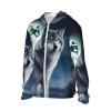 Dwrepo UPF 50+ Wolf Under Moon Print Sun Protection Hoodie Jacket Full Zip Long Sleeve Sun Shirt XX-Large Black view 2