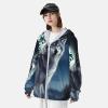 Dwrepo UPF 50+ Wolf Under Moon Print Sun Protection Hoodie Jacket Full Zip Long Sleeve Sun Shirt XX-Large Black view 4