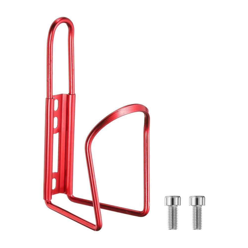 HARFINGTON Bicycle Water Bottle Cage 5.7" Lightweight Aluminum Basic Bike Universal Water Bottle Holder Mount with Screws for MTB Mountain Road Gravel, Red