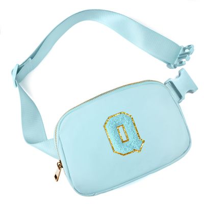 Gitus Gifts for 8 9 10 11 12 Year Old Girls Belt Bag Fanny Pack Crossbody Bags with Initial Letter Patch Cute Stuff Birthday Gifts for Teen Girls Women Personalized Trend Stuff (Icing Blue-Q)