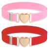 Molain 2 Pcs Girls Belt for Waist Size 15-30", PU Leather Waist Belt, Elastic Stretch Belts for Kids Dress Jeans (Red,Pink) view 1