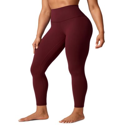 CRZ YOGA Butterlift Workout Leggings 25" - High Waisted Pilates Gym Athletic Womens Yoga Pants Buttery Soft Red Merlot Small