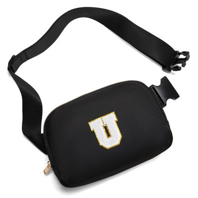 Gitus Birthday Gifts for 8 9 10 11 12 13 Year Old Girls Personalized Fanny Pack Crossbody Bags with Initial Letter Patch Belt Bag for Teen Girls Cute Trendy Stuff Travel Essentials (Black-U)