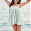 LPCBDEE Womens A-line Plaid Dresses Ruffle Hem Shoulder Straps Casual Mini Dress with Side Pocket Pea Green view 3