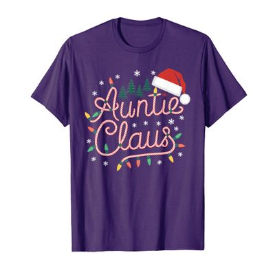 Funny Auntie Candy Cane Santa Hat Christmas Aunt Womens T-Shirt