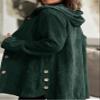 chouyatou Women's Fall Corduroy Jacket with Hood Casual Button Down Hooded Loose Corduroy Jackets with Pockets (Medium, Green) view 3