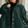 chouyatou Women's Fall Corduroy Jacket with Hood Casual Button Down Hooded Loose Corduroy Jackets with Pockets (Medium, Green) view 4