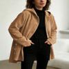 chouyatou Women's Spring Fall Corduroy Jacket with Hood Casual Loose Button Down Hooded Corduroy Trench Coat Outerwear (Large, Brown) view 2