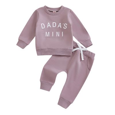 Toddler Baby Girl Fall Clothes Funny Letter Sweatshirt Pants Set 6M-3T