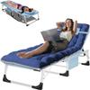 ABORON Patio Lounge Chair, Folding Guest Bed Cot for Adults, 500LB Heavy-Duty Capacity, Portable Extra Bed with Comfort Mat, Quick Fold Design for Indoor Guest Stays & Temporary Use view 1