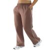 DITOK Baggy Sweatpants for Women, Comfy Straight Wide Leg Fleece Elastic Waist, Women's Workout Casual Lounge Ladies Pants, Brown view 1