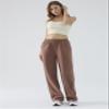 DITOK Baggy Sweatpants for Women, Comfy Straight Wide Leg Fleece Elastic Waist, Women's Workout Casual Lounge Ladies Pants, Brown view 3