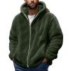 Muscularfit Mens Fuzzy Sherpa Jacket Fleece Long Sleeve Full-Zip Hooded Shirt Casual Warm Winter Jacket Coats Outdoor Fashion Cyber of Monday Deals 2024 Men Men Sweatshirts Army Green M