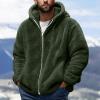 Muscularfit Mens Fuzzy Sherpa Jacket Fleece Long Sleeve Full-Zip Hooded Shirt Casual Warm Winter Jacket Coats Outdoor Fashion Cyber of Monday Deals 2024 Men Men Sweatshirts Army Green M view 2