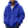 Muscularfit Mens Fuzzy Sherpa Jacket Fleece Long Sleeve Full-Zip Hooded Shirt Casual Warm Winter Jacket Coats Outdoor Fashion Cyber of Monday Deals 2024 Men Sweatshirts for Men Graphic Design Blue L view 1