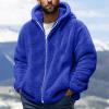 Muscularfit Mens Fuzzy Sherpa Jacket Fleece Long Sleeve Full-Zip Hooded Shirt Casual Warm Winter Jacket Coats Outdoor Fashion Cyber of Monday Deals 2024 Men Sweatshirts for Men Graphic Design Blue L view 2