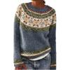 Fair Isle Sweater - Women's Navy Blue Casual Fluffy Fuzzy Jumper - Prime Today's Deals view 2