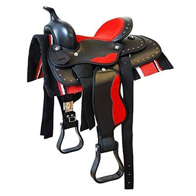 BNB International Classic Western Barrel Racing Handmade Synthetic Cordura Horse Saddle Lightweight Barrel Racing Saddle Trail Tack Equestrian Horse Saddle Tack Size 10" to 18" inches Seat SB76 (13)