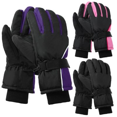 Tarpop 3 Pairs Mens Ski Gloves Winter Warm Women Gloves Adjustable Non Slip Snowboard Snow Waterproof Warm(M,Black,Purple,Pink)