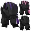 Tarpop 3 Pairs Mens Ski Gloves Winter Warm Women Gloves Adjustable Non Slip Snowboard Snow Waterproof Warm(M,Black,Purple,Pink) view 1