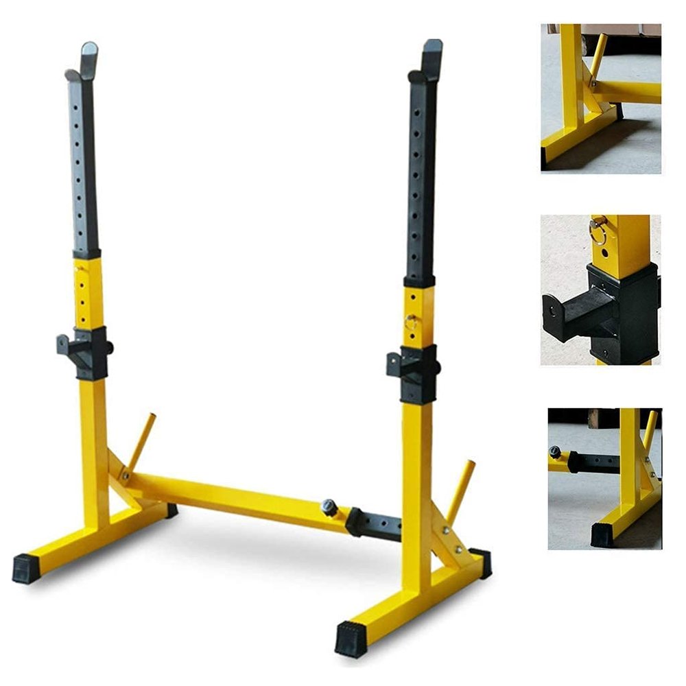 Dumbbell Squat Racks Adjustable Barbell Rack Multifunctional Squat Rack Power Rack Squat Stands Bench Barbell Rack Adjustable Swuat Rack Strengthening of Fitness & Gym, Yellow