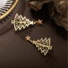 Christmas Clip on Earrings for Women Jingle Bell Dangle Non Piercing 3D Gold Tree Red Green Fake Drop Dangling Hypoallergenic Holiday Jewelry Screw Back view 4