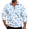 ZYXTIM Long Sleeve Henley Shirts for Men Ugly Chritsmas Sweatshirts Quarter Zipper Novelty 3D Printed Casual Pullover Tops A-White view 1