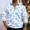 ZYXTIM Long Sleeve Henley Shirts for Men Ugly Chritsmas Sweatshirts Quarter Zipper Novelty 3D Printed Casual Pullover Tops A-White view 2