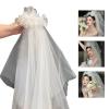 Bride White Tulle With Beadwork Flower Graceful Bride Banquet Party Long Veil For Taking Photo Supplies view 2