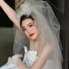 Bride White Tulle With Beadwork Flower Graceful Bride Banquet Party Long Veil For Taking Photo Supplies view 4