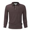 ZYXTIM Mens Henley Long Sleeve Oversize Button Up Lapel Casual Smart Business Work Shirts Lightweight Stretch Golf Polo Shirt Brown view 3